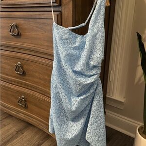 Hello Molly One Shoulder Blue Dress